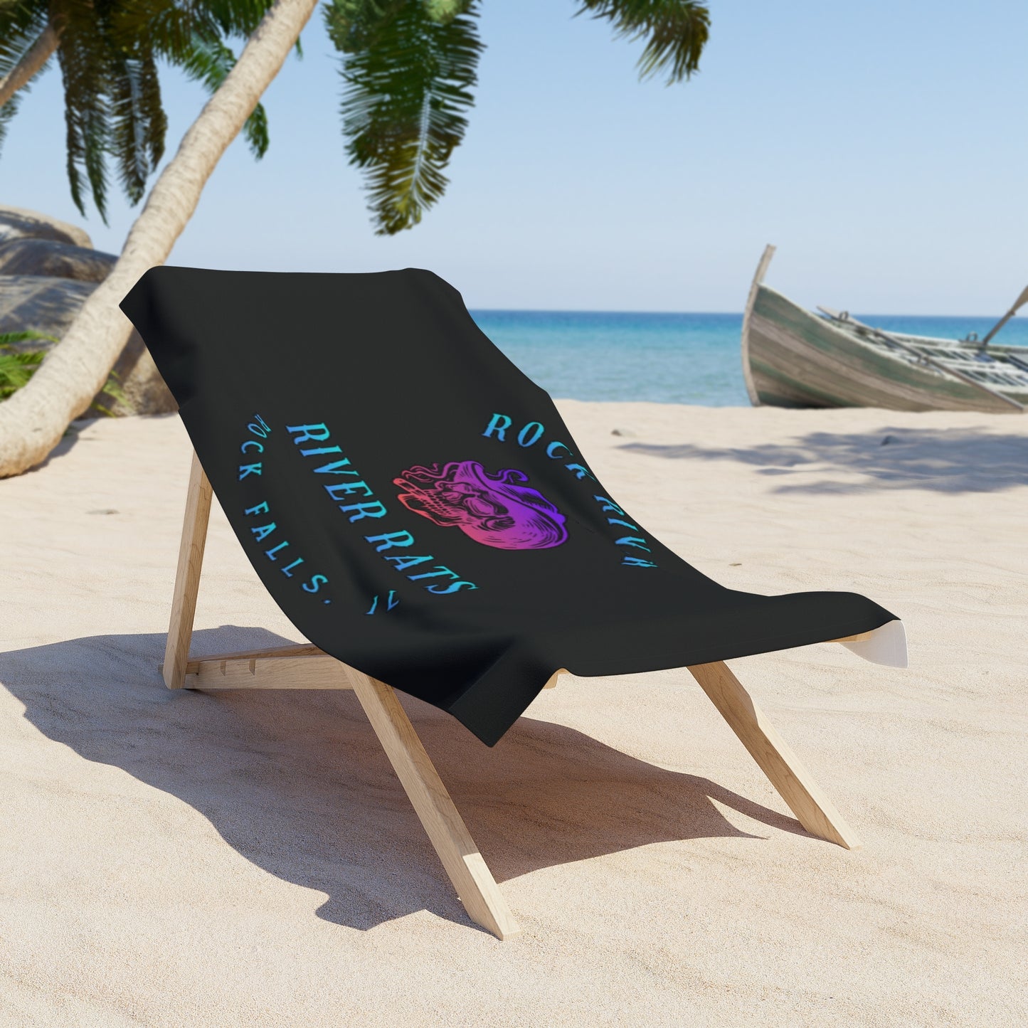 River Ratz - Rock Falls Cowboy Skull Beach Towel