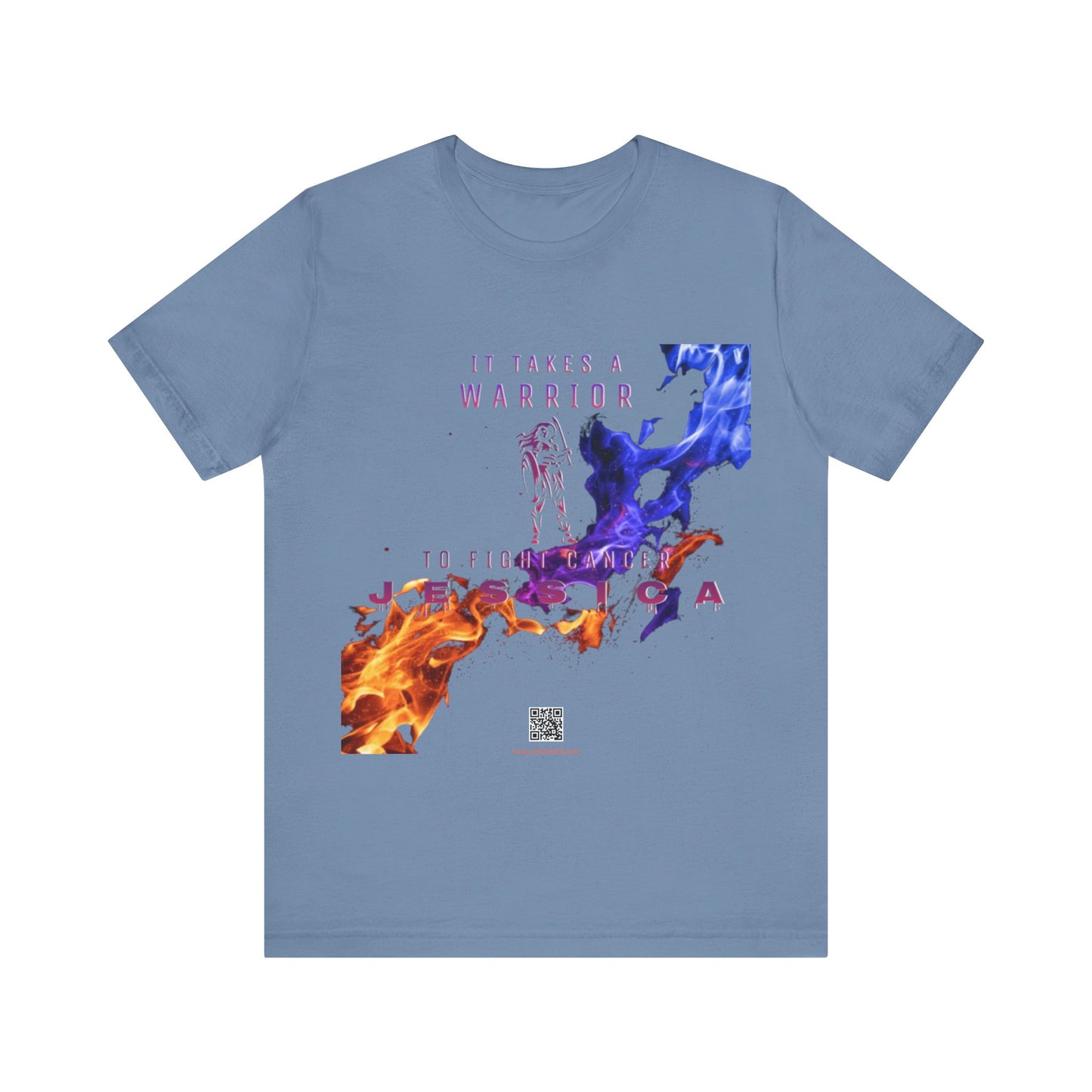 Takes A Warrior - Orange - Blue Flames 2 Unisex Jersey Short Sleeve Tee