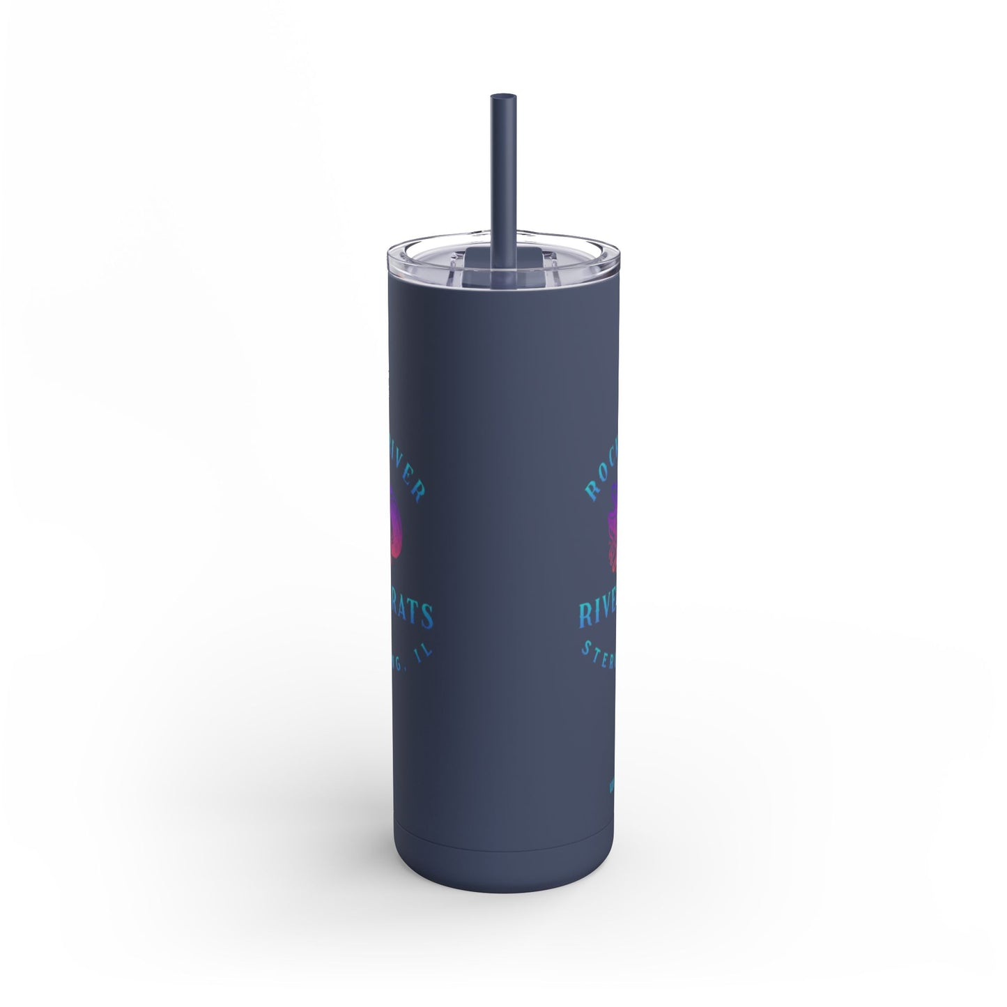 River Ratz - Sterling Cowboy Skull Maars Maker Skinny Matte Tumbler, 20oz