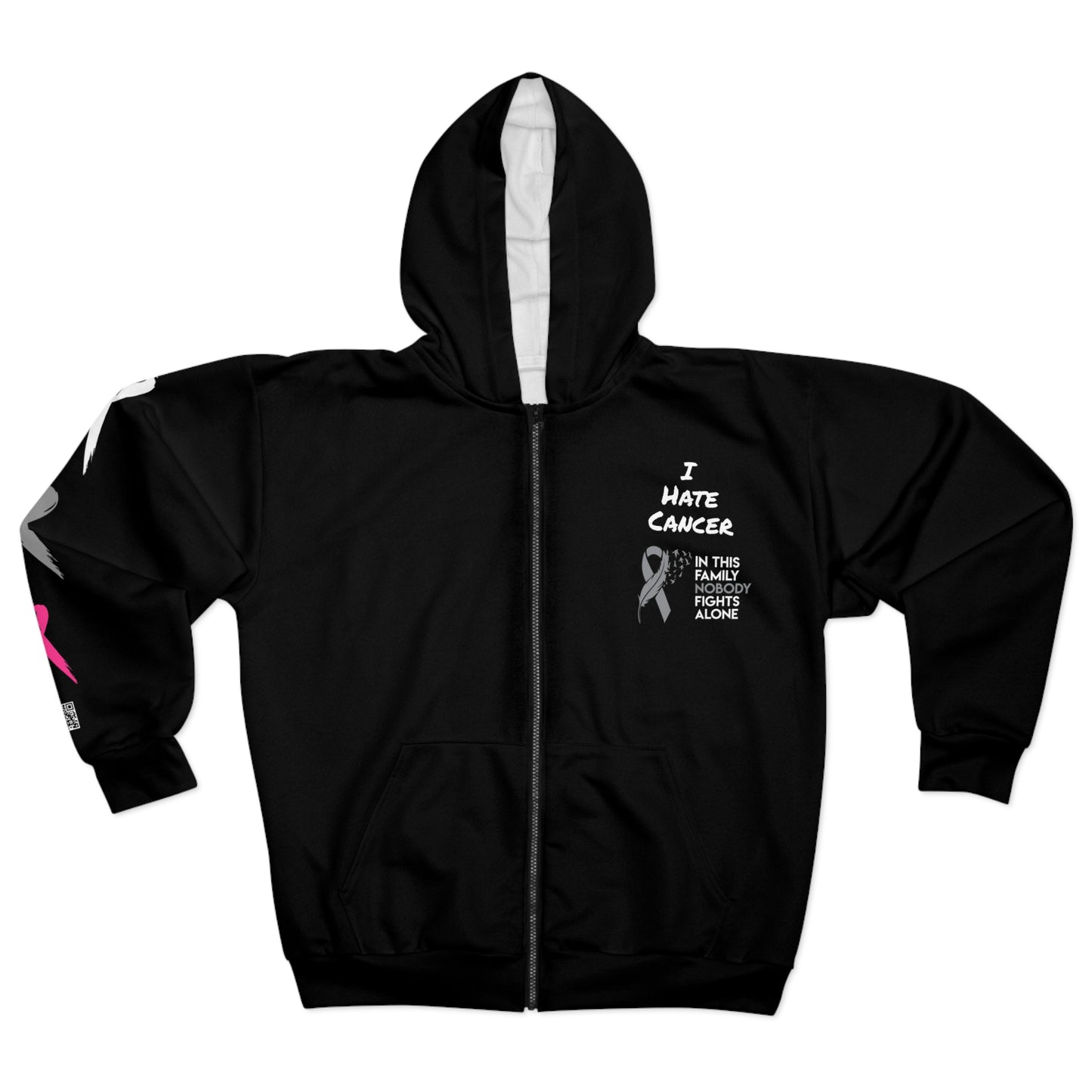 I Hate Cancer - Bootleg Unisex Zip Hoodie (AOP)