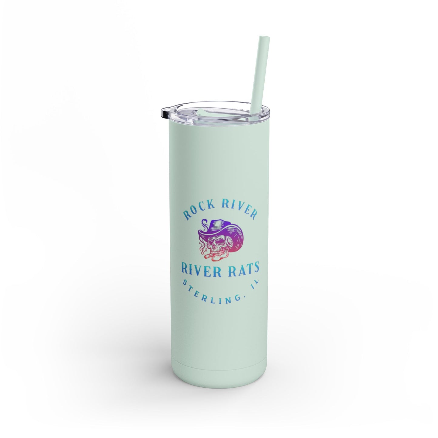 River Ratz - Sterling Cowboy Skull Maars Maker Skinny Matte Tumbler, 20oz