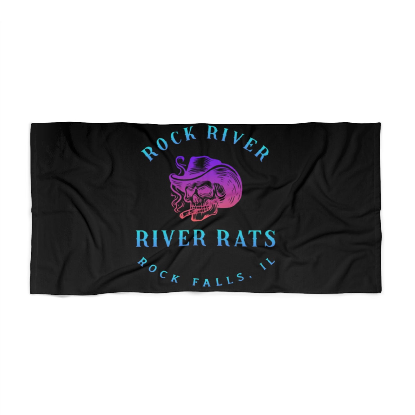 River Ratz - Rock Falls Cowboy Skull Beach Towel