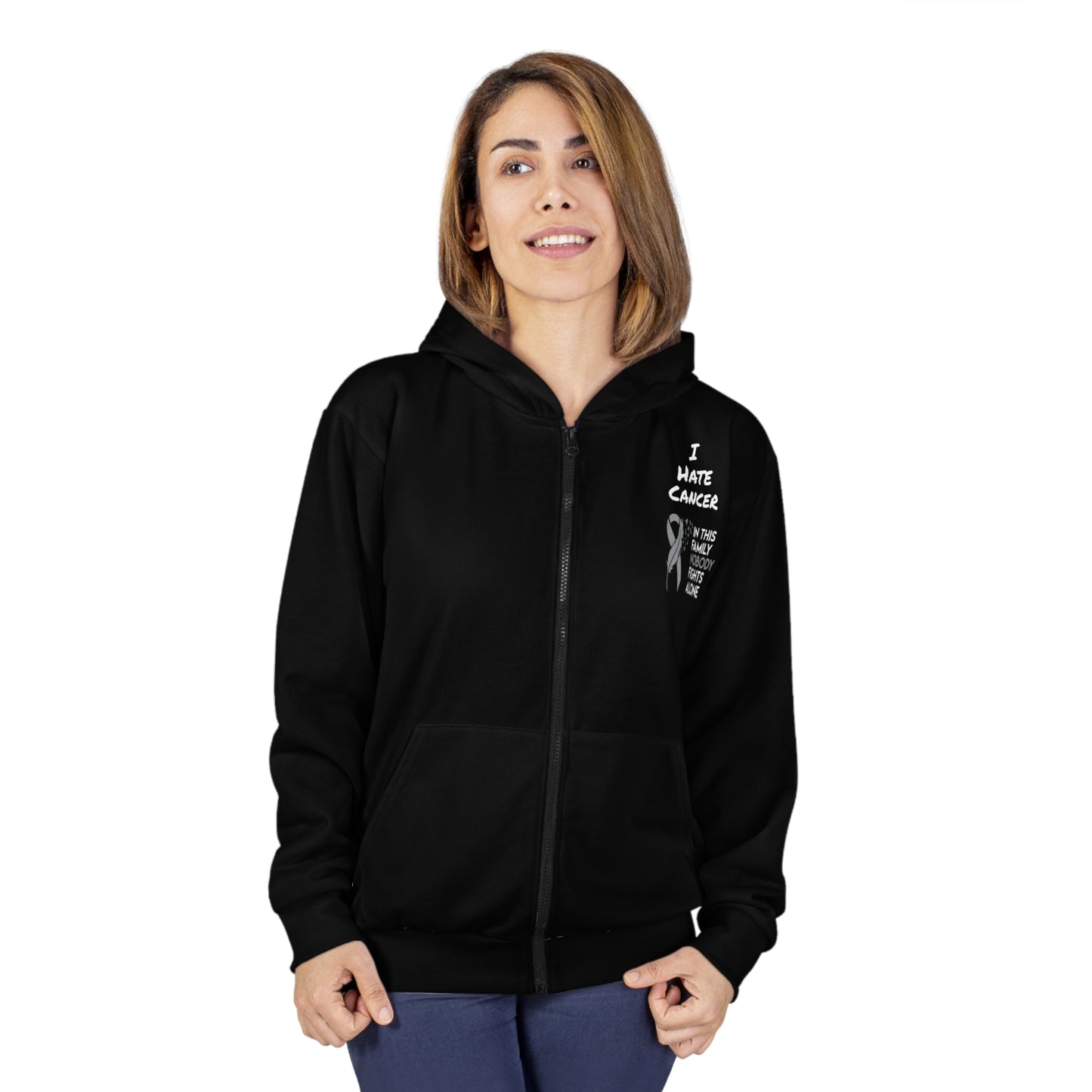 I Hate Cancer - Bootleg Unisex Zip Hoodie (AOP)