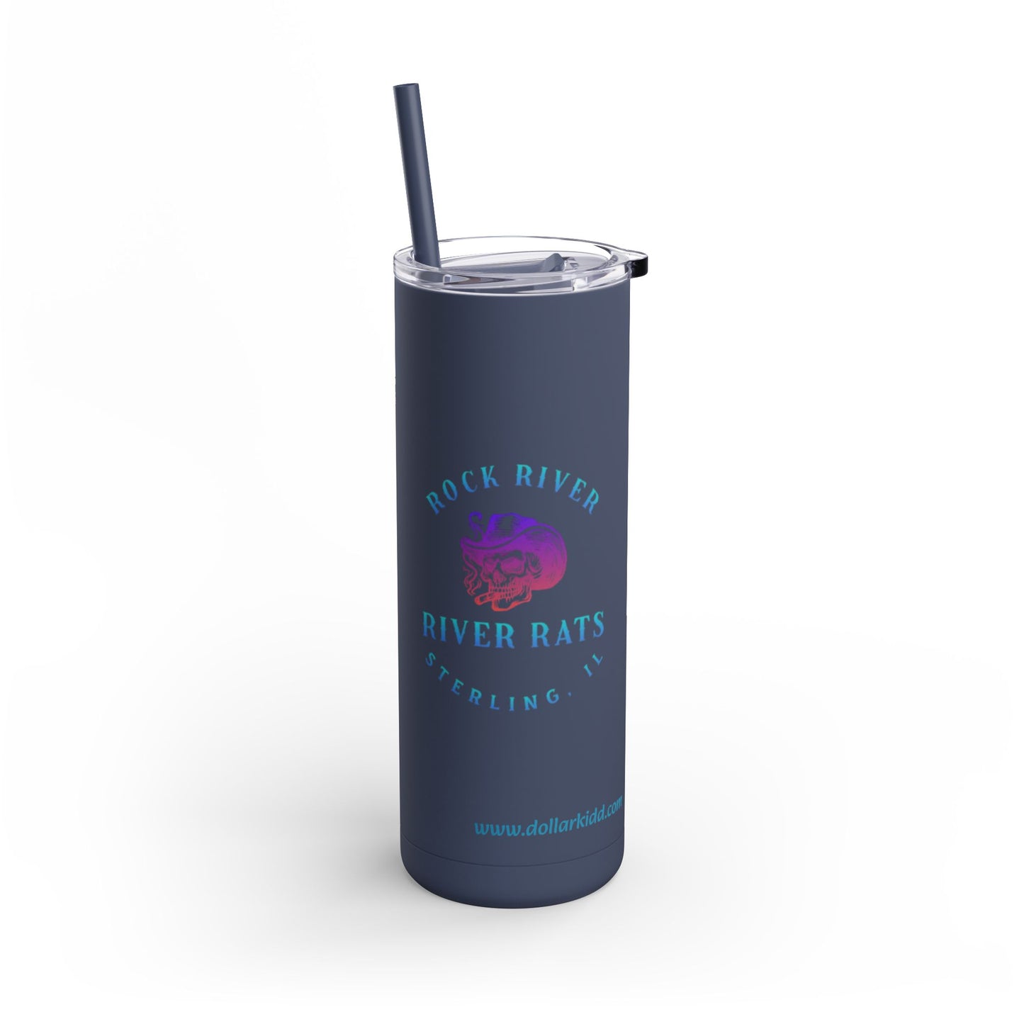 River Ratz - Sterling Cowboy Skull Maars Maker Skinny Matte Tumbler, 20oz