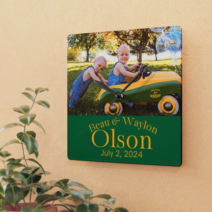 Olson Personalized Photo Acrylic Wall Clock — Custom Name & Date Nursery Clock