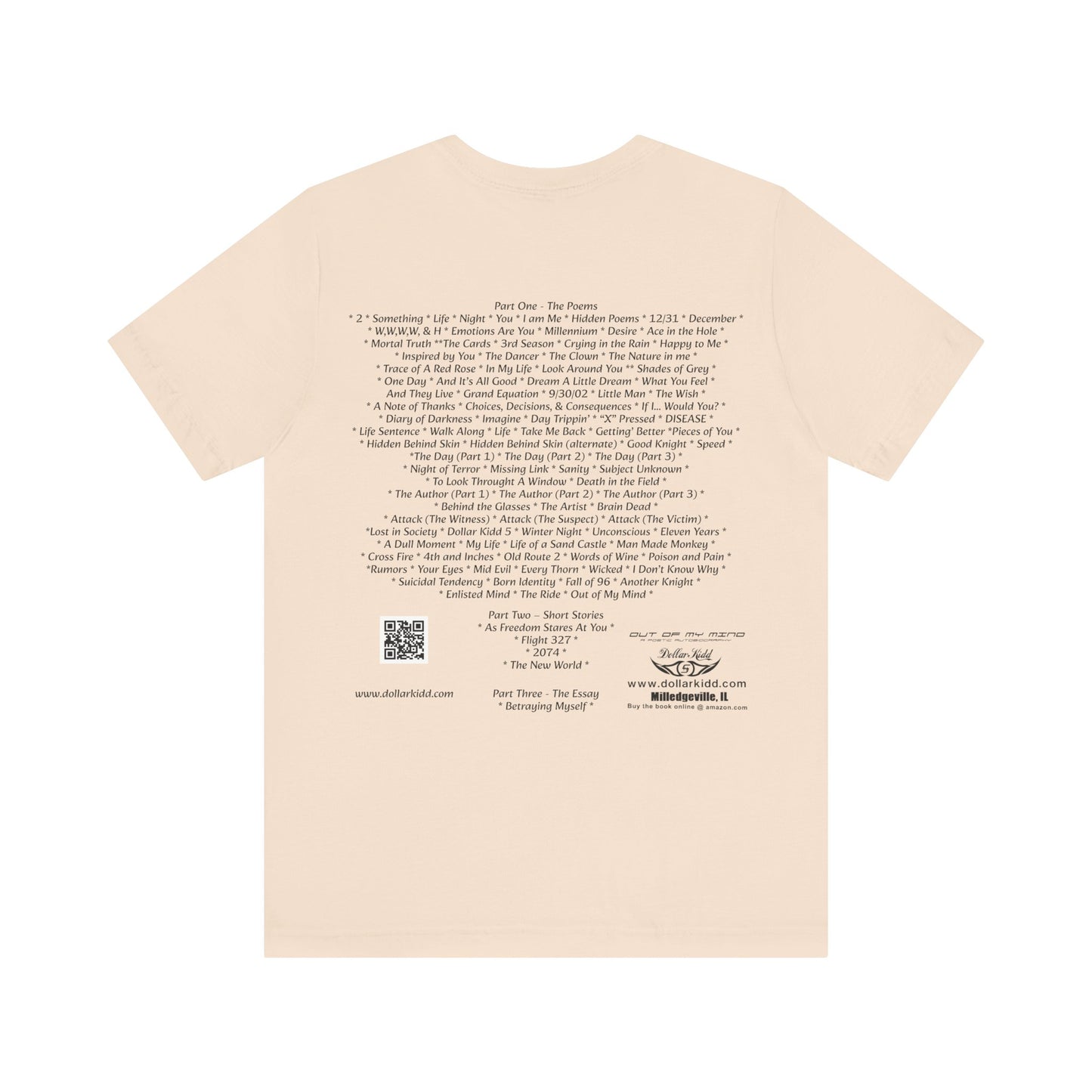 Dollar Kidd - Out Of My Mind - All Titles - Bk font Unisex Jersey Short Sleeve Tee
